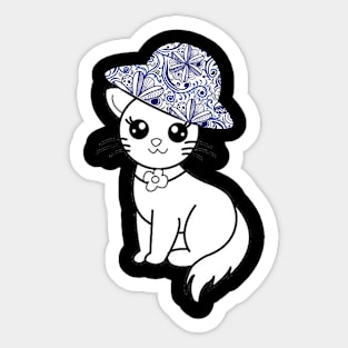 cat with batik hat Sticker